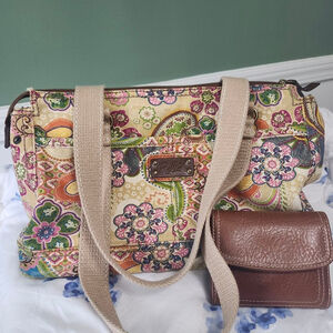 Relic Multicolor Floral Bag Brown Wallet Set